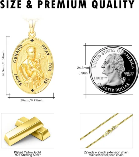 Miniatura 54 de Collar de plata de ley 925 con medalla de San Patrón, colgante de protección católica, amuleto, joyería religiosa para hombres y mujeres