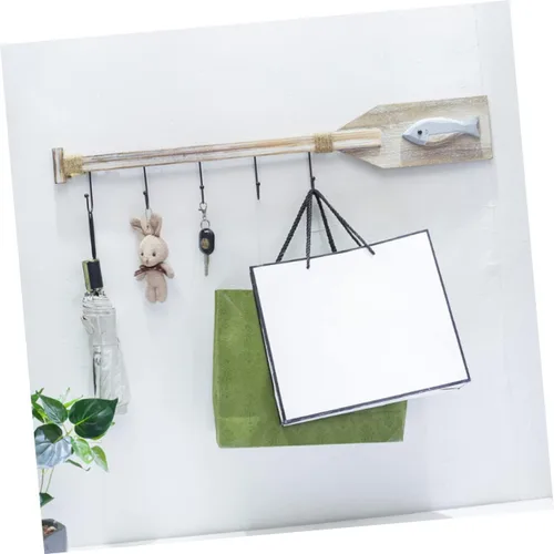 Miniatura 4 de DOITOOL Gancho decorativo para colgar en la pared, perchero de madera, ganchos náuticos, decoración de peces de madera, colgador de pared náutico