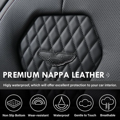 Miniatura 9 de Coverado - Fundas para asientos de auto, negras impermeables delanteras y traseras, juego completo, cojín de asiento, protector de asiento, ajuste