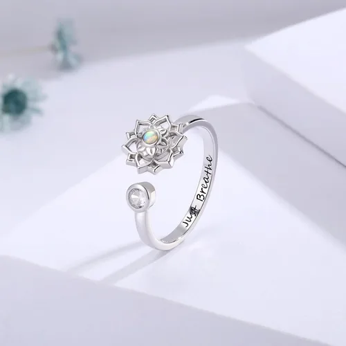 Miniatura 22 de Fidget Spinner Anxiety Rings for Women: Sterling Silver Lotus Moon Star Sunflower Ring Stress Relieving Calm Ring Jewelry Gifts for Daughter