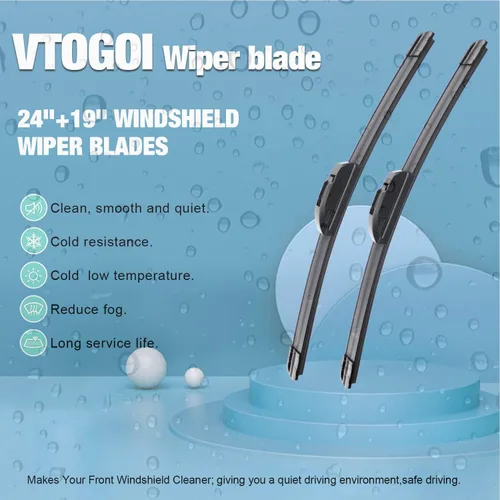 Miniatura 3 de VTOGOI - Limpiaparabrisas prémium de goma natural con gancho en J, calidad de fabricante original, de 24 + 19 pulgadas, para todas las estaciones