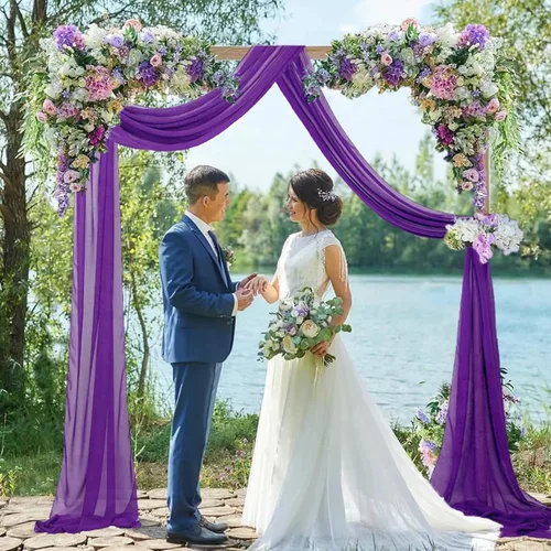Miniatura 13 de FUHSY Tela de gasa para arco de boda de 20 pies, 1 panel, cortinas de telón de fondo transparente azul bebé para fiestas, bodas, cortinas de techo