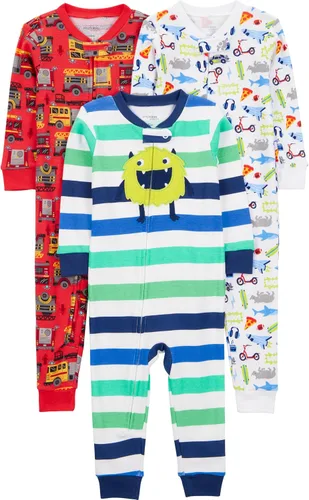 Miniatura 8 de Simple Joys by Carter's Pijama de algodón sin pies de ajuste cómodo para niños (3 unidades)