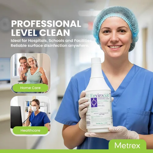 Miniatura 5 de Metrex Envirocide Limpiador desinfectante de superficie, botella de 24 onzas, a base de alcohol, caja de 12, 13-3324