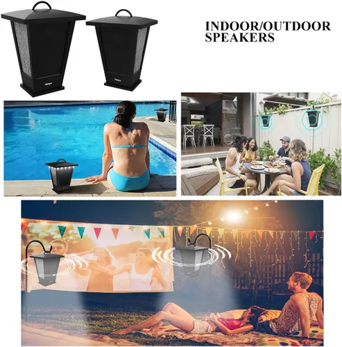 Miniatura 4 de pohopa Altavoces Bluetooth Impermeables, 2 Unidades Sonido Estéreo Inalámbrico Verdadero 20W Emparejamiento Dual Altavoces Exteriores Linterna
