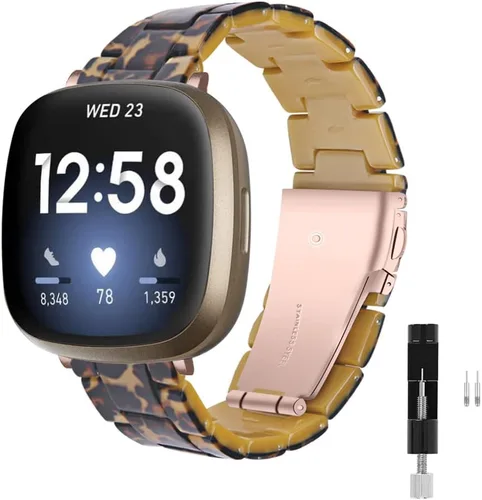 Miniatura 8 de Correa de reloj de resina compatible con Fitbit Versa 4/Sense 2/Versa 3/Sense 1, pulsera brazalete de moda ligera y ajustable de repuesto