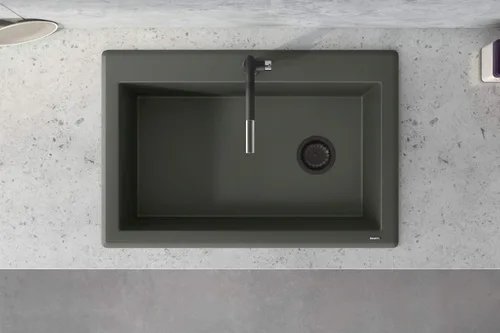 Miniatura 4 de Ruvati RVG1033RN - Fregadero de cocina de cuarzo compuesto de granito de 33 x 22 pulgadas, montaje superior, color verde enebro Verde (Juniper Green)