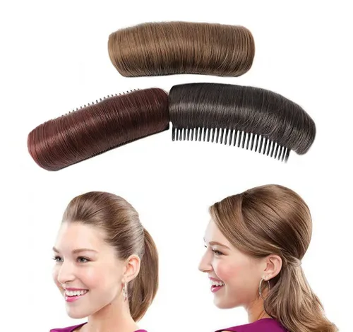 Miniatura 2 de 3 piezas de moño para el cabello, clip invisible para el cabello, base de volumen para mujeres, almohadilla de pelo esponjoso, herramienta