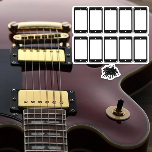 Miniatura 7 de lovermusic Lovermusic - Marco de anillos de montaje para pastilla humbucker plana de ABS para guitarra eléctrica, cuello y puente, color negro