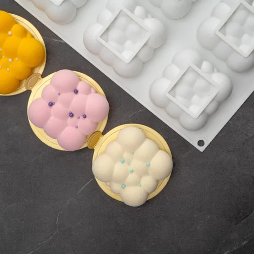 Miniatura 9 de Restaurantware Pastry Tek - Moldes de 6 cavidades, 10 moldes de burbujas listos para horno, flexibles, congelables, silicona blanca, fácil