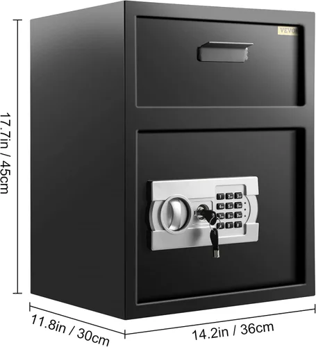 Miniatura 9 de VEVOR Caja Fuerte de Depósito Digital 1.7 Pies Cúbicos Hecha de Acero al Carbono Cerradura Electrónica de Código Caja Fuerte de Depósito con Ranura