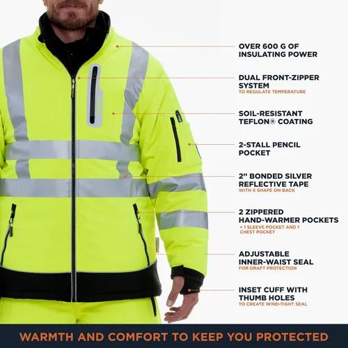 Miniatura 2 de RefrigiWear Chaqueta HiVis Extreme Softshell, abrigo aislante, clasificación de comodidad de -60°F