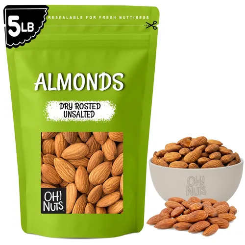 Miniatura 11 de Oh! Nuts Almendras tostadas sin sal, 2 libras, empaquetadas en bolsa con cierre de cremallera de Nueva York para una frescura excepcional