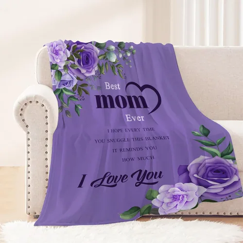 Miniatura 14 de Manta de regalo para el día de la madre, de hija, hijo, cumpleaños, San Valentín, para mamá, abuela, mujeres, Love You Best Mom Ever, suave, sofá