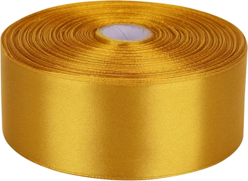 Cinta de satén dorada de 1.5 pulgadas, rollo de cinta de 50 yds de tela unicolor, para invitaciones de boda, ramos de novia, costura, decoraciones
