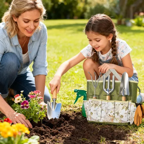 Miniatura 6 de Juego de herramientas de jardín, 10 piezas de herramientas manuales de jardinería resistentes con medidor de humedad del suelo y bolsa