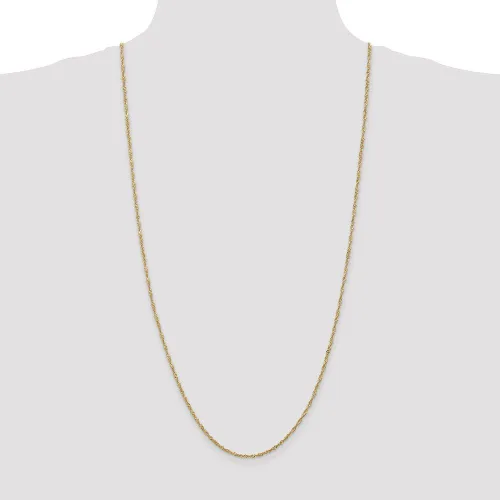 Miniatura 2 de Collar de cadena de Singapur de oro amarillo de 14 quilates, 0.067in, con cierre seguro de langosta