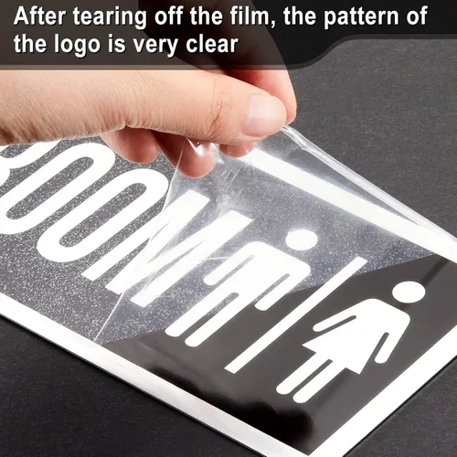 Miniatura 4 de 2 letreros de metal de doble cara de 12 x 4 pulgadas, bandera de baño de aluminio negro para negocios, baño, puerta, baños, decoración de pared