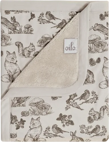 Miniatura 9 de Oilo Manta de bebé de oso, manta de bebé de oso de peluche con respaldo de felpa suave y estampado de jersey de algodón orgánico, doble capa