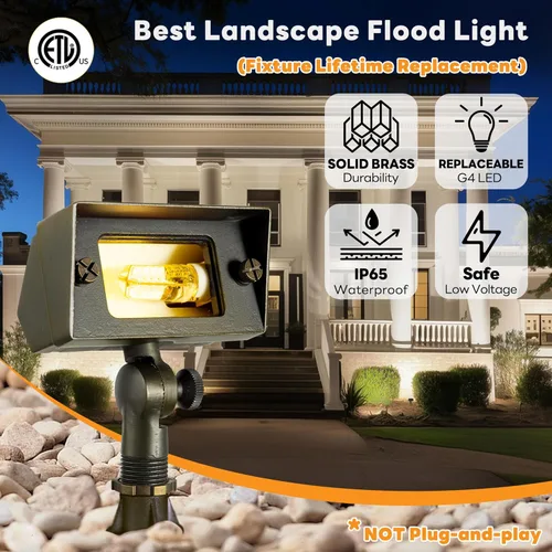 Miniatura 2 de Gardenreet Luz de Inundación de Latón Sólido - Iluminación de Lavado de Pared LED de Bajo Voltaje para Paisaje 12V, Impermeable IP65 para Exterior