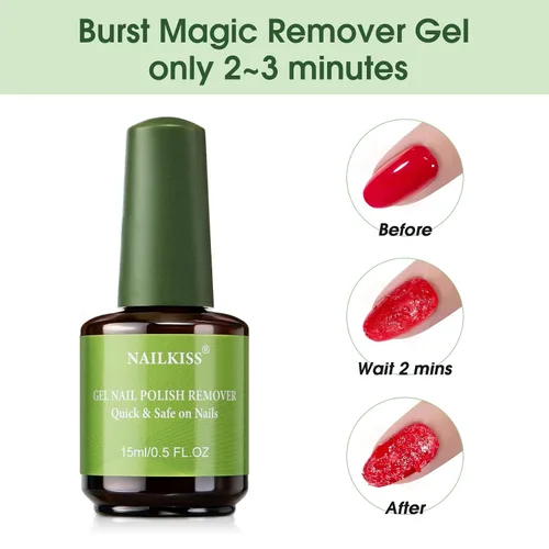 Miniatura 2 de Removedor de esmalte de uñas de gel de 0.5 onzas líquidas, removedor de esmalte profesional para uñas, removedor de esmalte rápido y fácil en 2-5