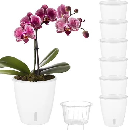 Miniatura 31 de Macetas de riego automático para plantas de interior, paquete de 16 macetas de riego automático con orificios de drenaje, macetas pequeñas