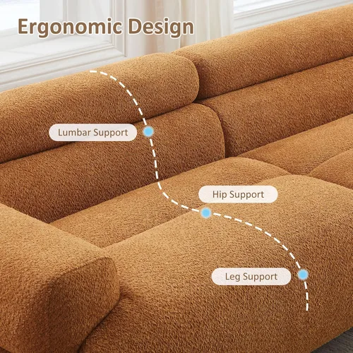 Miniatura 7 de VANOMi Sofá Loveseat Boucle Cloud de 89", Cómodo Sofá Boucle Tapizado de Asiento Profundo, Sofá Moderno de Mediados de Siglo para Sala de Estar
