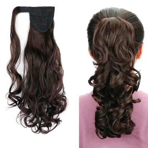 Miniatura 35 de Extensión de cola de caballo de 18 pulgadas para mujer, 3.53 onzas, fibra sintética natural japonesa resistente al calor, color negro azabache #1