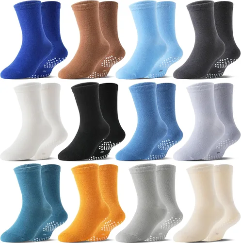 Miniatura 7 de Welwoos - Calcetines antideslizantes con agarre para bebés, 12 pares, niños pequeños, bebés, divertidos calcetines de dibujos animados de algodón