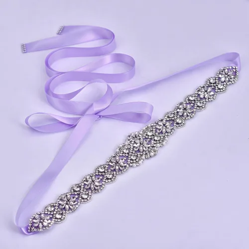 Miniatura 40 de azaleas Cinturón de boda fino de cristal para mujer, cinturón de novia para boda, dama de honor, accesorios de vestido de niña de las flores, 16