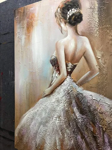 Miniatura 2 de Boiee Arte, 24 x 36 pulgadas, pintada a mano, niña en vestido de novia, lienzo, figuras abstractas, obras de arte de arte de pared acrílicas