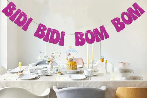 Miniatura 6 de Bidi Bidi Bom Bom Banner para despedida de soltera Baile latino mexicano Beat Latina Dance Music Beat Decoración Rosa Fuerte Glitter