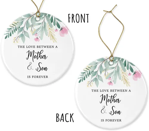 Miniatura 3 de El amor entre una madre y el hijo es para siempre, adorno para madre, adorno de hijo, adorno de Feliz Navidad, adorno de árbol impreso en ambos lados