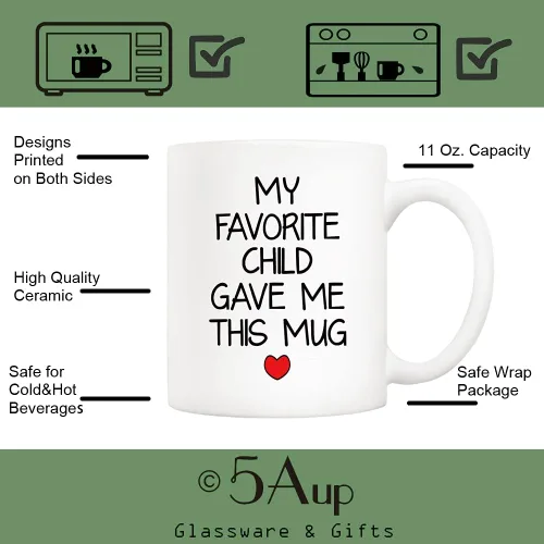 Miniatura 3 de 5Aup Taza con texto en inglés "My Favorite Child Gave Me This ", regalo de Navidad de parte de hija, hijo y niños, regalo de cumpleaños para papá