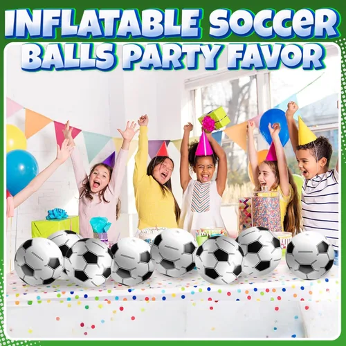 Miniatura 4 de Bedwina Pelotas de fútbol inflables (paquete de 12) de 16 pulgadas, pelotas de playa a granel para juguetes de playa y fútbol, decoraciones