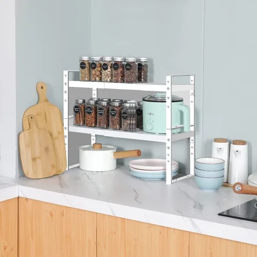 Miniatura 5 de Jojocross Estante organizador de especias apilable expandible en gabinetes, estantes de cocina, armarios de cocina, estantes apilables, despensa, 3