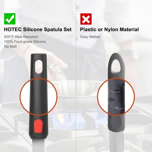 Miniatura 5 de Hotec Espátula de silicona para utensilios de cocina antiadherentes, espátulas de cocina de 600 °F resistentes al calor, espátulas de goma flexible