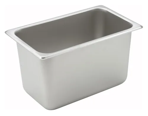 Winco Bandeja de tamaño 1/4, 6 pulgadas, acero inoxidable, plata