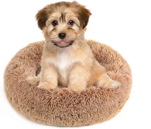 Miniatura 27 de NOYAL Cama Calmante en Forma de Rosquilla para Perros Pequeños a Medianos y Gatos - Cama para Mascotas de Felpa de Piel Sintética Anti-Ansiedad