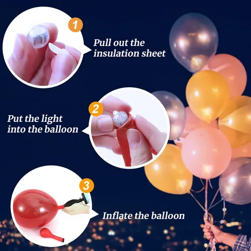 Miniatura 4 de 50 mini luces LED, globos de luz LED para decoraciones de fiesta, luces de fiesta de neón para linterna de papel, huevos de Pascua, fiesta de Rojo