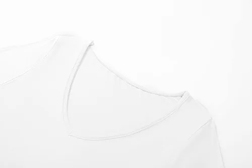 Miniatura 3 de Camisetas cortas con cuello en V, manga larga, sexy, ajuste delgado, capa base para mujer