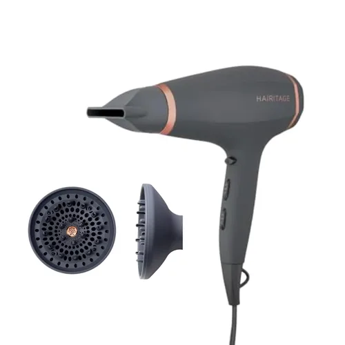 Hairitage Secador y difusor de pelo iónico + accesorios concentradores, para todo tipo de cabello, 1875 vatios, 3 ajustes de calor y estilo de