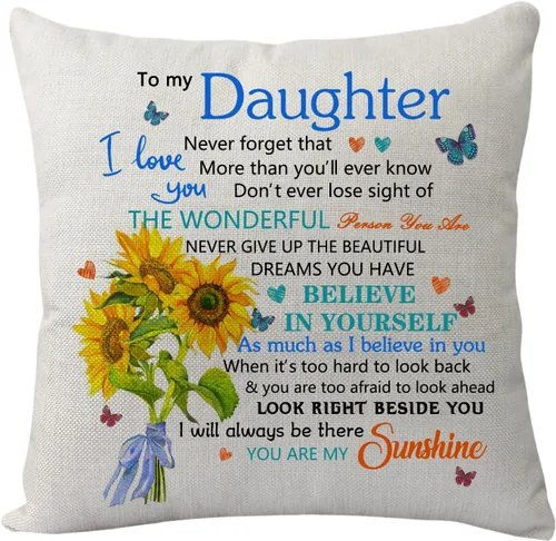 Miniatura 6 de Funda de almohada para regalo de sobrina sobrino, inspiradora funda de almohada con texto en inglés "Never Forget That I Love You", divertida funda