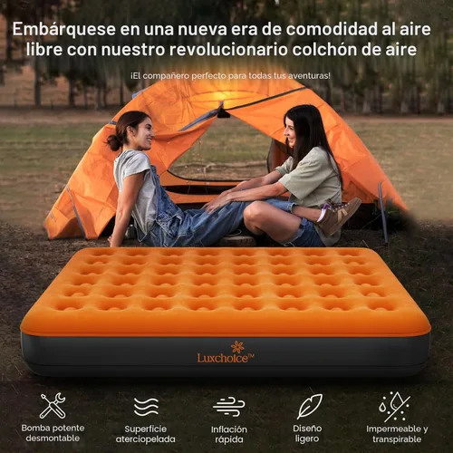 Miniatura 3 de Colchón de aire Luxchoice con bomba recargable USB incorporada, colchón inflable portátil para acampada, colchón hinchable, cama de aire, cama
