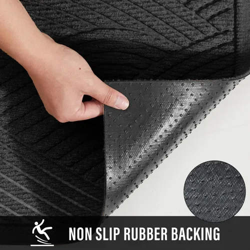 Miniatura 3 de HIYARD - Alfombrilla de puerta delantera resistente, tapete de bienvenida para interiores y exteriores, absorbente y resistente al barro, Gris