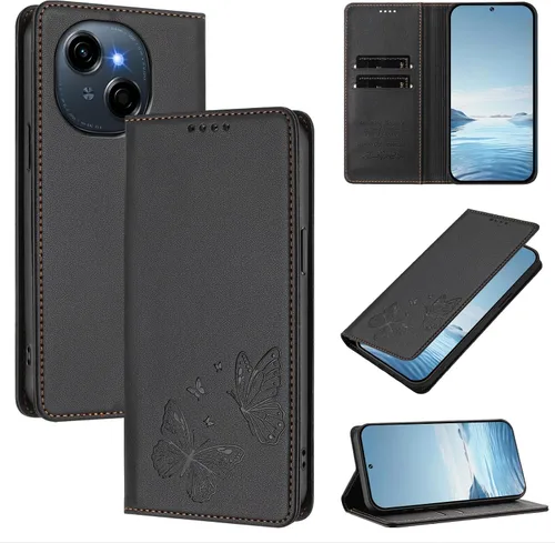 Funda compatible con Tecno Spark Go 1 / 1S / Spark Go 2025, compatible con Tecno Pop 9 4G 【Bloqueo RFID】【Tarjetero con cierre magnético】 Marrón