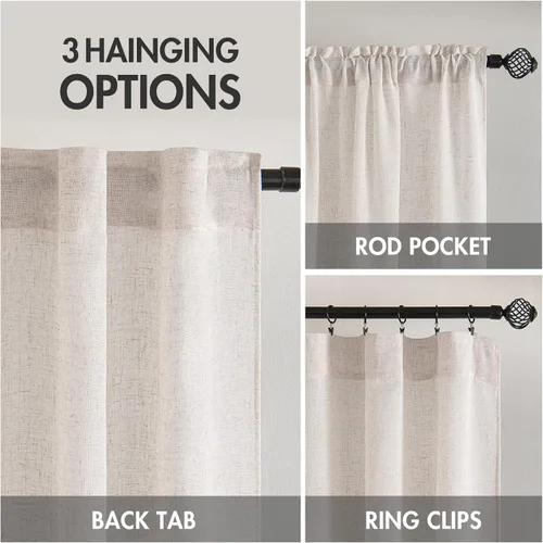 Miniatura 3 de MIULEE Cortinas de lino blanco de 108 pulgadas de largo para dormitorio, sala de estar, cortinas de ventana con textura de lino suave y grueso, Lino