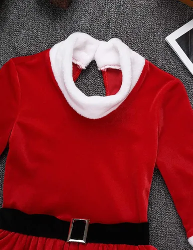 Miniatura 5 de TiaoBug Disfraz de señora Claus para niñas, disfraz de Papá Noel, vestido de fiesta de Navidad, vestido de patinaje sobre hielo, ballet, baile