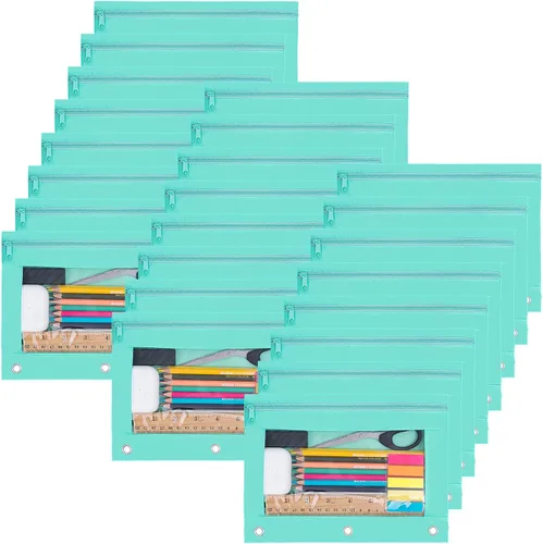 Miniatura 14 de YoeeJob Estuche para lápices para carpeta de 3 anillas, estuches con cremallera para lápices a granel, estuche para lápices con ventana transparente