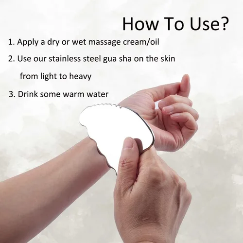 Miniatura 4 de wuyaoyao Herramienta de raspado Gua Sha, herramienta de masaje de terapia de acero inoxidable, drenaje linfático Gua Sha Junta para anticelulitis